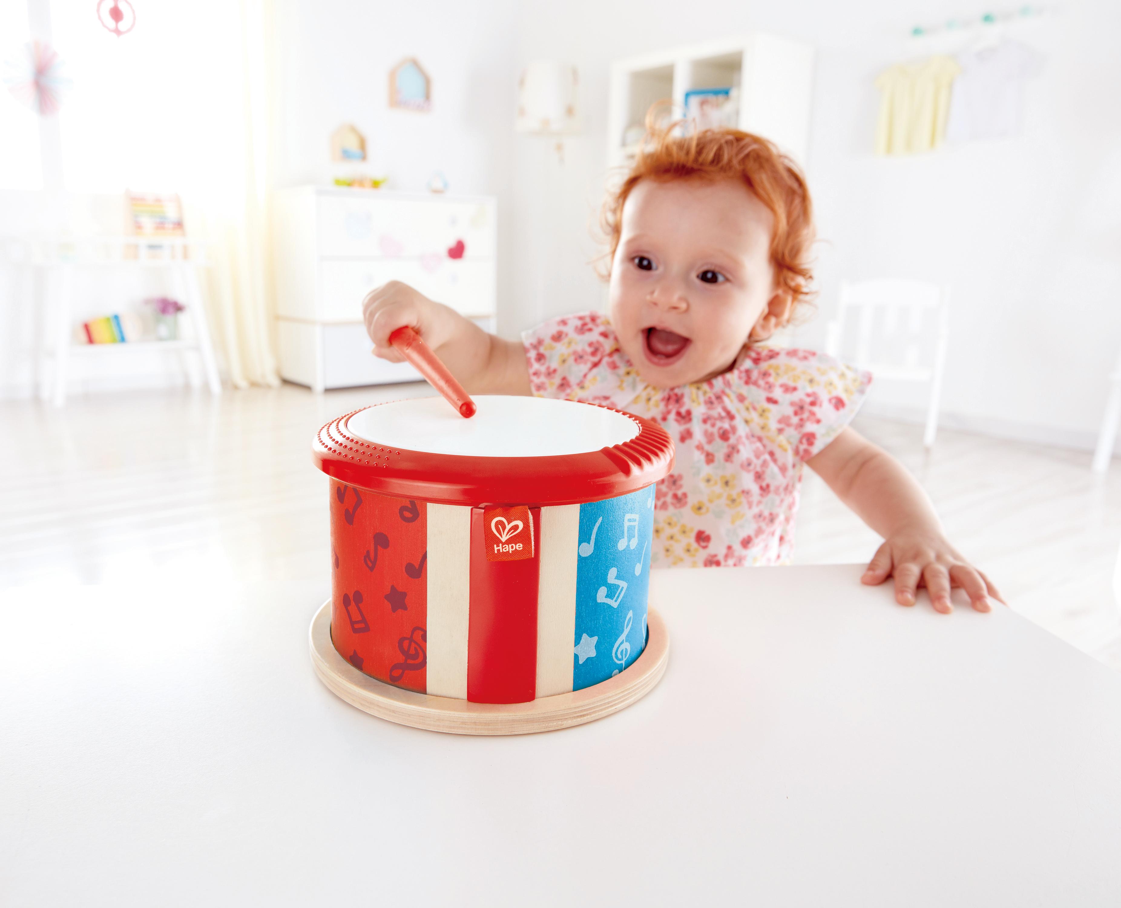 Spielzeug-Musikinstrument HAPE "Doppelseitige Kinder Trommel", bunt, Spielzeug-Musikinstrumente, KinderB:17cm H:11cm T:17cm, Spielzeug-Musikinstrument, B:17cm H:11cm T:17cm