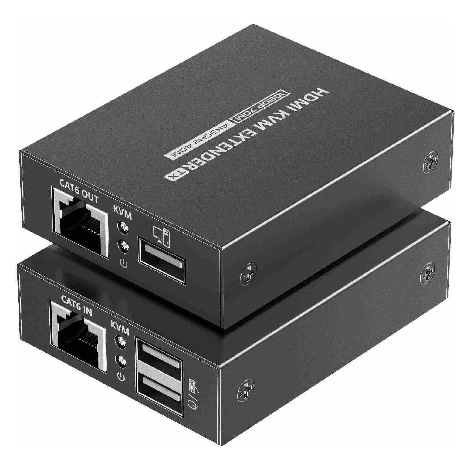 PremiumCord HDMI KVM extender 4K a FULL HD 1080p na 70m s přenosem USB (khext70-8)