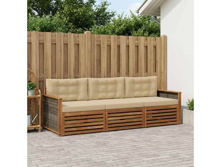 vidaXL Outdoor-Sofagarnitur 3 stk. Natur und Beige