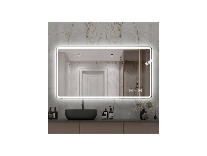 Miroir de salle de bain LED sans cadre 60*100cm miroir mural antibuée à intensité variable le maquillage et le rasage.