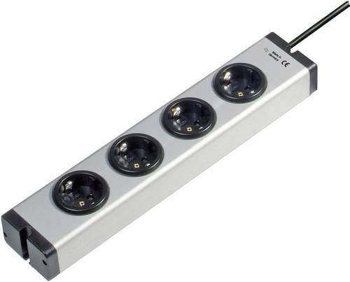 Ehmann 0600x00042031 Steckdosenleiste 4fach Aluminium Schutzkontakt 1St.