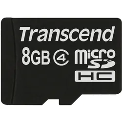 Transcend Flash-Speicherkarte 8GB Micro SDHC, C4 (8 GB, microSDHC), Speicherkarte, Schwarz