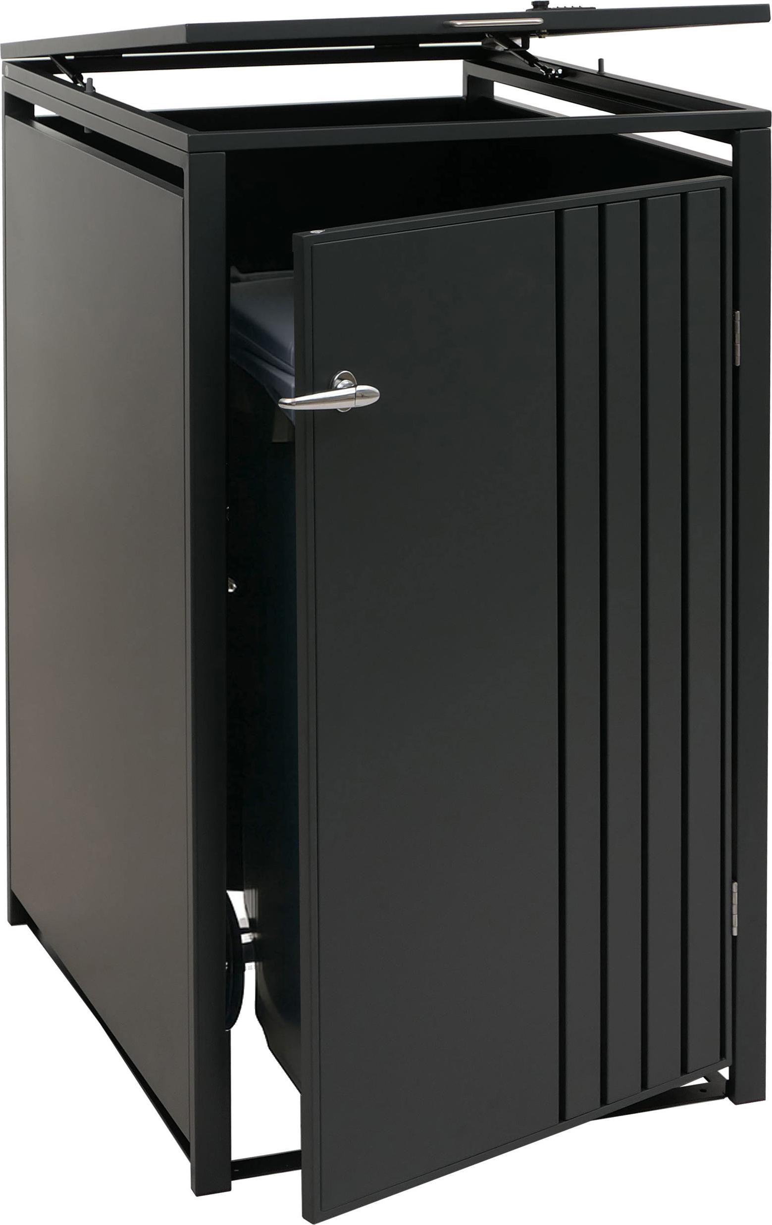 1er-Mülltonnenverkleidung MCW-O67, Mülltonnenbox mit Deckel, Metall 122x68x84cm 35kg anthrazit