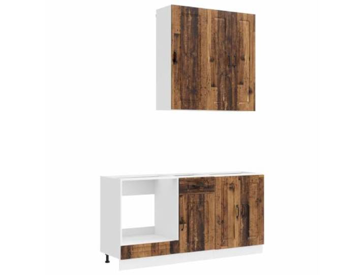Tmriohed Kücheneinheit KALMAR 5-tlg Küchenschrank Altholz-Optik Vielseitiges Set für die Kochküche mit verstellbaren Sockelfüßen und integrierter Geschirrspülerblende für mehr Ordnung.