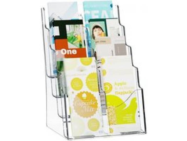 VEVOR Présentoir de Table en Acrylique Transparent, Porte-Brochures à 4 Niveaux, Porte-affiche de Comptoir et Montage Mural, pour Prospectus, Revues, Magasines, Exposition, Restaurant, Bureau