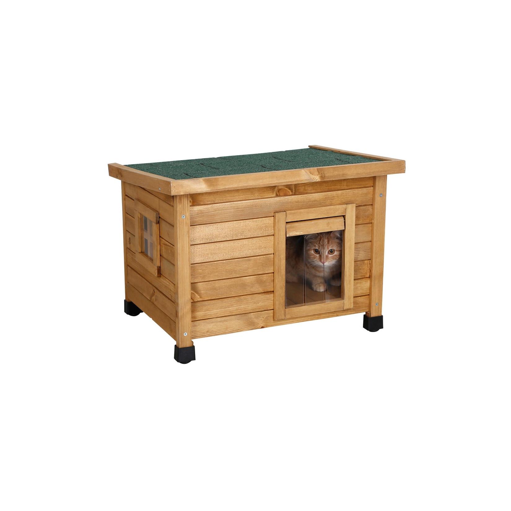 Kerbl Katzenhaus Rustica Katzenhütte aus Holz Schwingtüre mit Lamellen