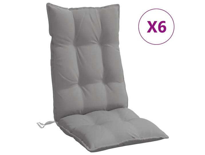 vidaXL Hochlehner-Auflagen 6Er Set Grau Oxford-Gewebe, 50x7x120 cm, Gartenmöbel, Gartenpolster & Auflagen, Sesselauflagen