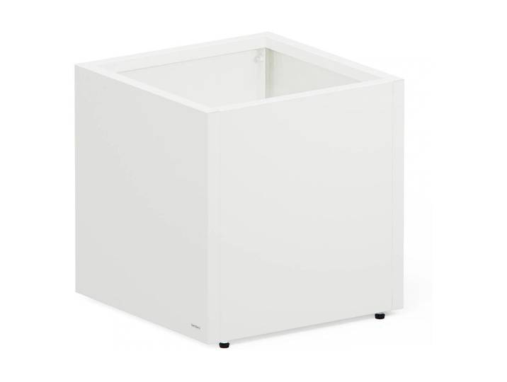 Pflanzkübel HERSTERA GARDEN Cube 50 cm Moon White , weiss (weiß), B:50cm H:50cm T:50cm, Stahl, Pflanzgefässe, Pflanzkübel