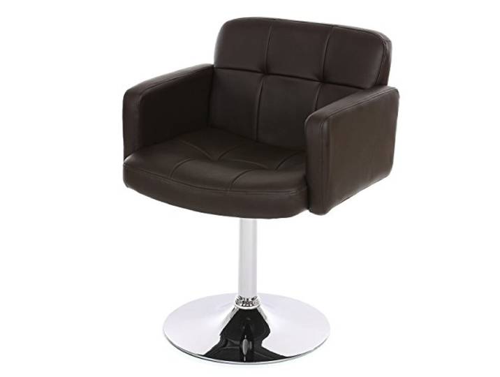Mendler Esszimmerstuhl Orlando, Kunstleder Chrom - braun Küchenstuhl, Drehstuhl, Stuhl