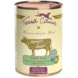 Terra Canis Metzgers Bestes 400g Dose Hundenassfutter 6  x 400 Gramm Rind Pur