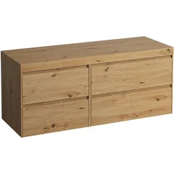 LAUFEN LANI Waschtischplatte wildeiche inklusive Unterschrank, ohne Ausschnitt, große Schublade rechts,1370x495x580mm, H4065811122671, Farbe: Wildeiche