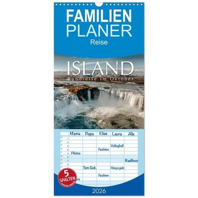 Familienplaner 2026 - Island - Rundreise im Oktober mit 5 Spalten (Wandkalender, 21 x 45 cm) CALVENDO
