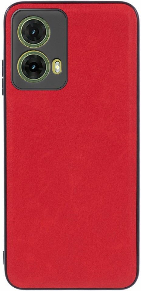 Motorola Moto G35 (5G) - EIDERWOOD Læderbelagt Fleksibelt Plastik Cover - Rød