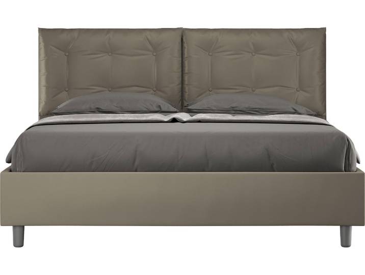 ITYHOME - Lit avec sommier rembourré 160x200 similicuir cappuccino Annalisa