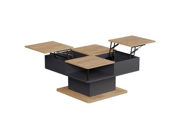 Table basse Movira 80x45cm avec compartiments de rangement Anthracite Vicco 59128