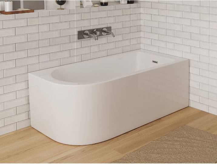 Eckbadewanne rechts 150 x 75 x 58 cm Acryl Weiß 201 L ANIKA