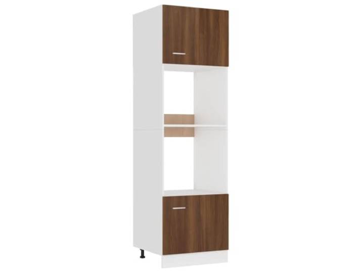 fsahslih Mikrowellenumbauschrank Lyon Braun Eichen-Optik 60x57x207 cm Großer Küchenhochschrank mit 4 Fächern und flexibel wechselbaren Türen für mehr Stauraum in der Küche.