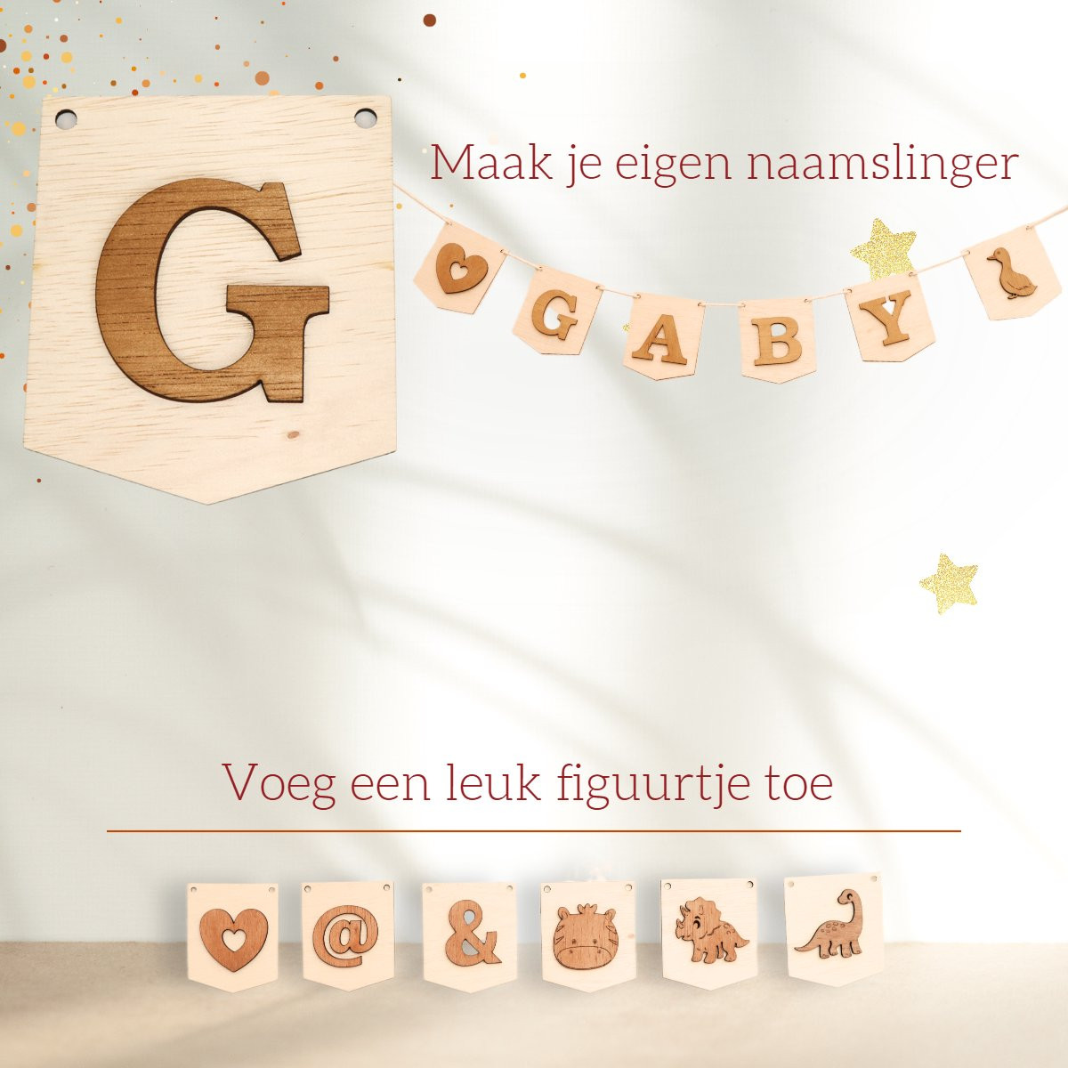 CoolCuts 3D Houten Letter G voor Gepersonaliseerde Slingers en Vlaggenlijnen