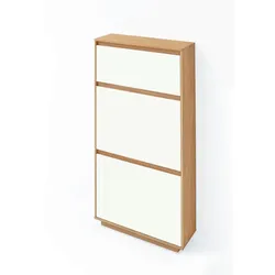 Voss Möbel Schuhschrank V100 Lack Weiß, Braun Weiß / Eiche