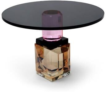 Vivience Black Crystal Cake Stand with Amber and Pink Base