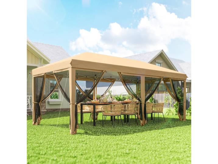 Outsunny Barnum 6x3m Beige Moustiquaires+Sac