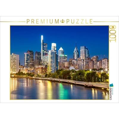 CALVENDO Puzzle Blick von der South Street Bridge auf Downtown Philadelphia | 1000 Teile Lege-Größe 64x48cm Foto-Puzzle für glückliche Stunden