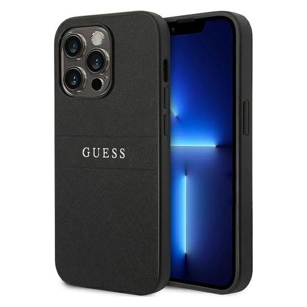 Guess PU Leather Saffiano Case für Apple iPhone 14 Pro - black (Apple iPhone 14 Pro) (GUHCP14LPSASBBK)