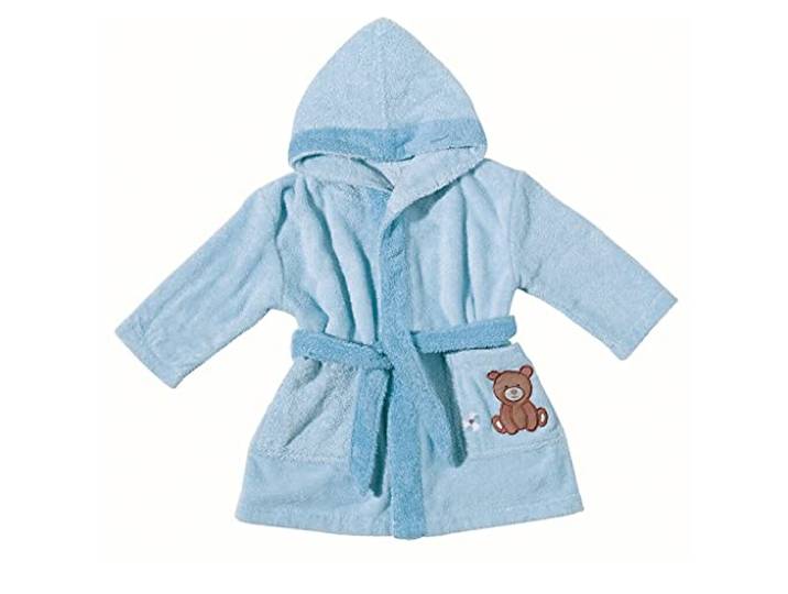 Egeria 501018 Teddy Bear Kapuzenmantel Baby Bademantel, Bio Baumwolle, 32 x 24 x 10 cm, Sky