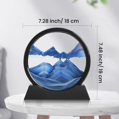 Inspire Essentials 3D Moving Sand Art Frame With Flowing Hourglass Landscape Decor blue