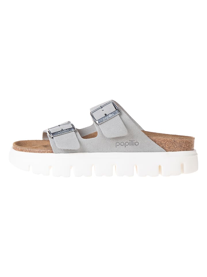 Birkenstock Leder-Pantoletten "Arizona Chunky" in Grau - 41