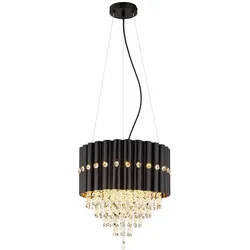Hängeleuchte Kronleuchter schwarz Pendellampe Kristall Esstischlampe Wohnzimmerleuchte, LED 7W 806Lm warmweiß,, DxH 40x150 cm