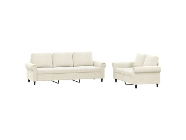 Coespram 2-tlg. Sofagarnitur mit Kissen, Samt Polstersofa Set, Creme Elegante Couchgarnitur fürs Wohnzimmer mit Schaumstoffpolsterung und stabilem Metallrahmen für entspannte Stunden.