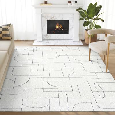 Abani Rugs Abani Cozy COZ120A Modern Cream Grey Lines Area Rug