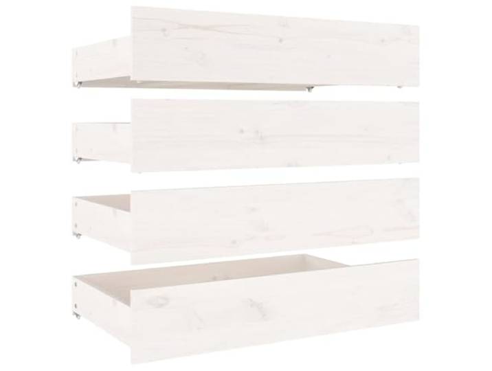 vidaXL 4x Bettschublade Bettkasten Bettschubkasten Schubkasten Unterbettschublade Bettschubladen Schublade Schlafzimmer Weiß Massivholz Kiefer