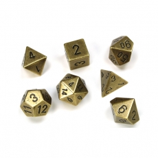 Chessex Würfel - Solid Metal Dice Brass Colour (7-Würfelset, Metall) 292583