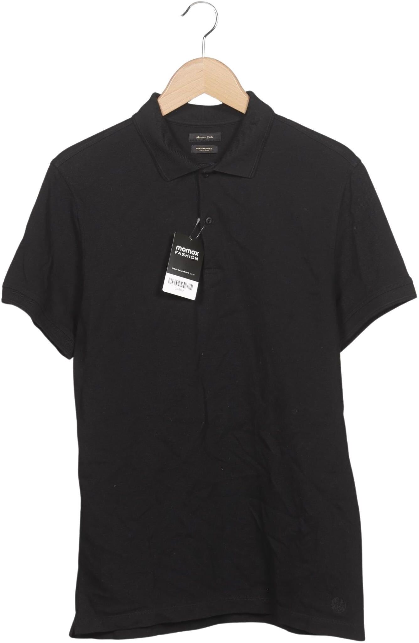 Massimo Dutti Herren Poloshirt, Schwarz, Gr. L, Baumwolle - Second Hand