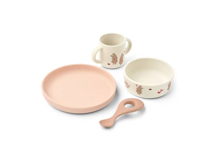 Liewood Set de vaisselle imprimé Vivi 4 pièces Wild child/Rosey