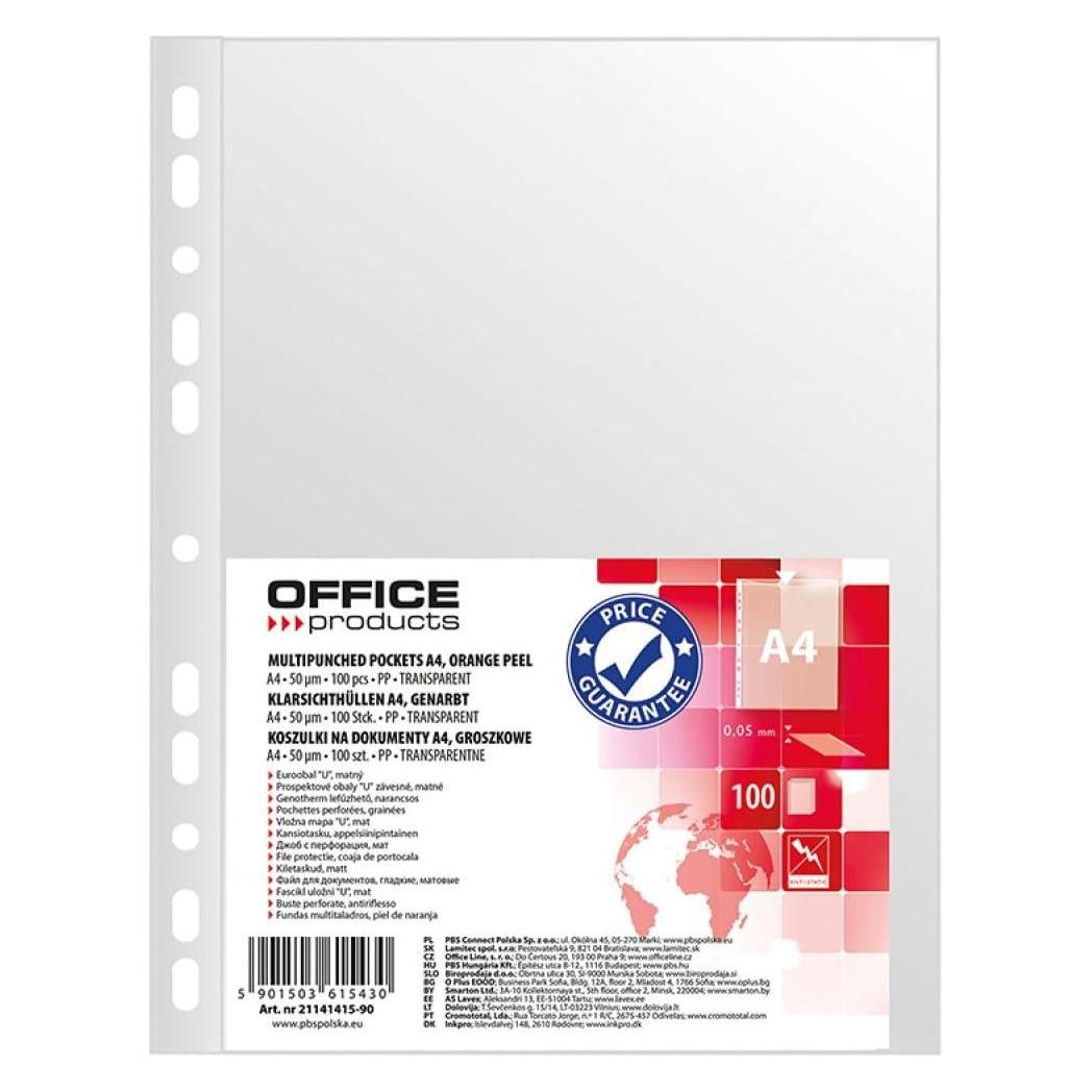 Office Products Prospekthüllen pp, a4, orangenhaut, 50 mikron, 100 stück (21141415-90)