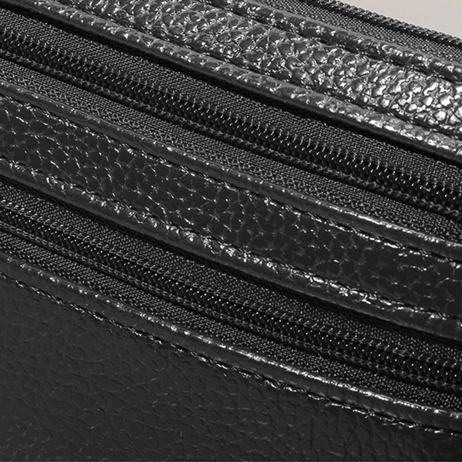 INF Münzbörse aus echtem Leder mit Doppelreißverschluss Schwarz