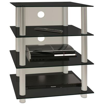 Media-Regal VCM "Hifi Möbel Rack Alu Glas Phono Mediaregal Blados", schwarz (schwarzglas), B:59cm T:49cm, Regale, TV-Board