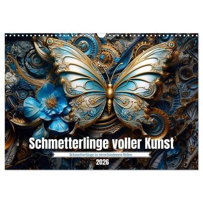 Schmetterlinge voller Kunst (Wandkalender 2026 DIN A3 quer), CALVENDO Monatskalender