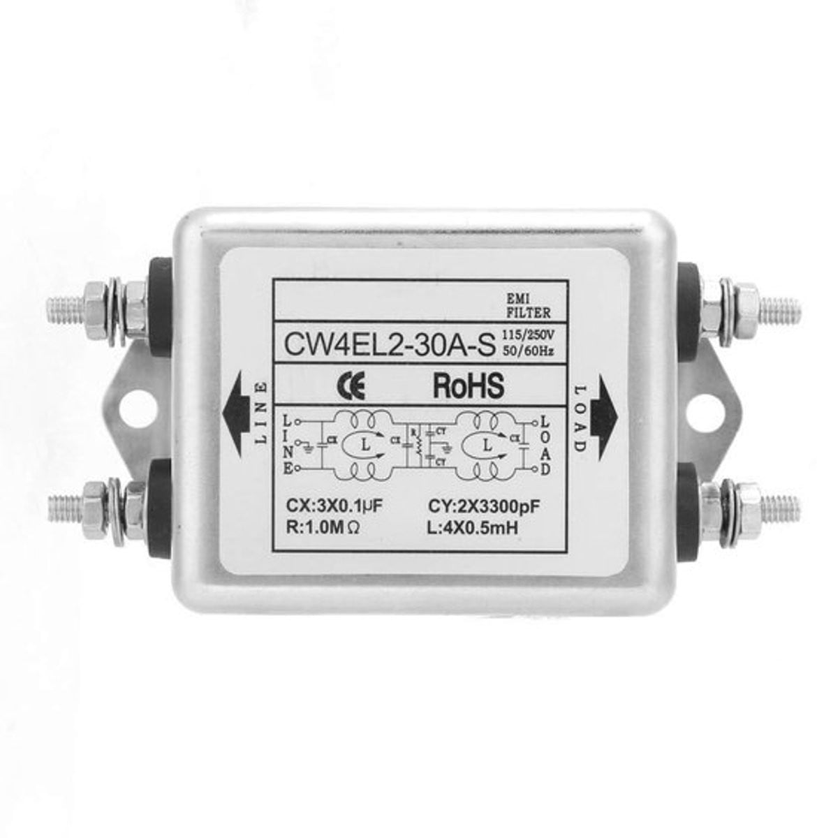 EMI-filter onderdrukker CW4EL2-30A-S voor eenfasige voeding 115V / 250V 50 / 60Hz