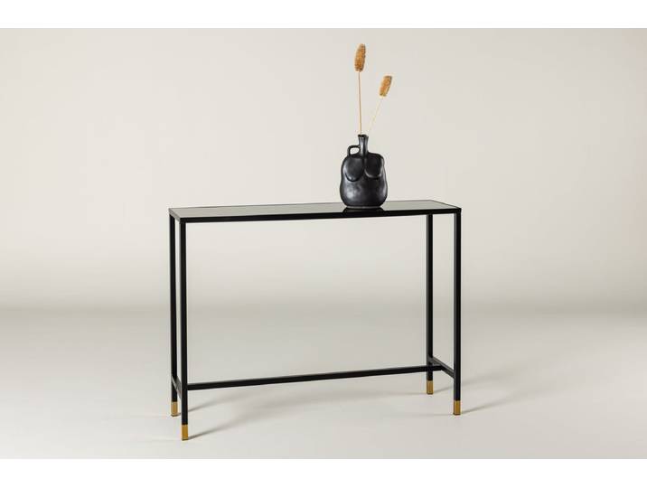 Beistelltisch Chase – mit Glasplatte - Schwarz mit Details - Luxusbetten24