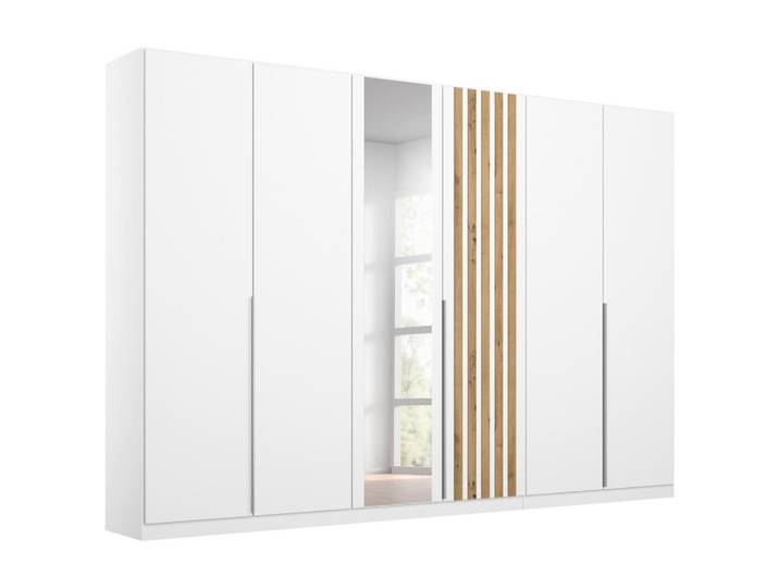 Drehtürenschrank 271 cm Lamella Weiß/Eiche Dekor
