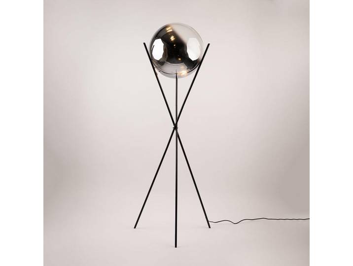s.luce Stehlampe Orb Axis Rauch Schwarz/Verlauf, Glas, Rund,Rund, E27, 40x160x40 cm, Lampen & Leuchten, Innenbeleuchtung, Stehlampen