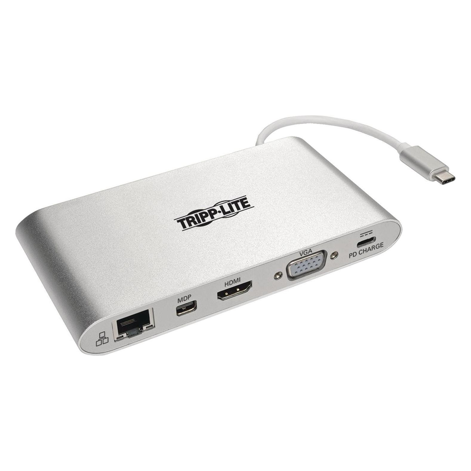 Eaton Tripp Lite Series USB C Docking Station 4K USB Hub USB 3.1 Gen 1 w/ USB-A, HDMI, VGA, mDP, Gigabit Ethernet, Mem Card (USB-C) (U442-DOCK1)