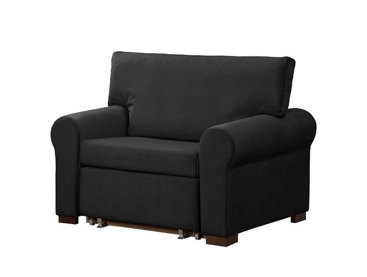 Fauteuil Basic Country Noir/Gris foncé Velours Krysia 125 x 90 x 90cm