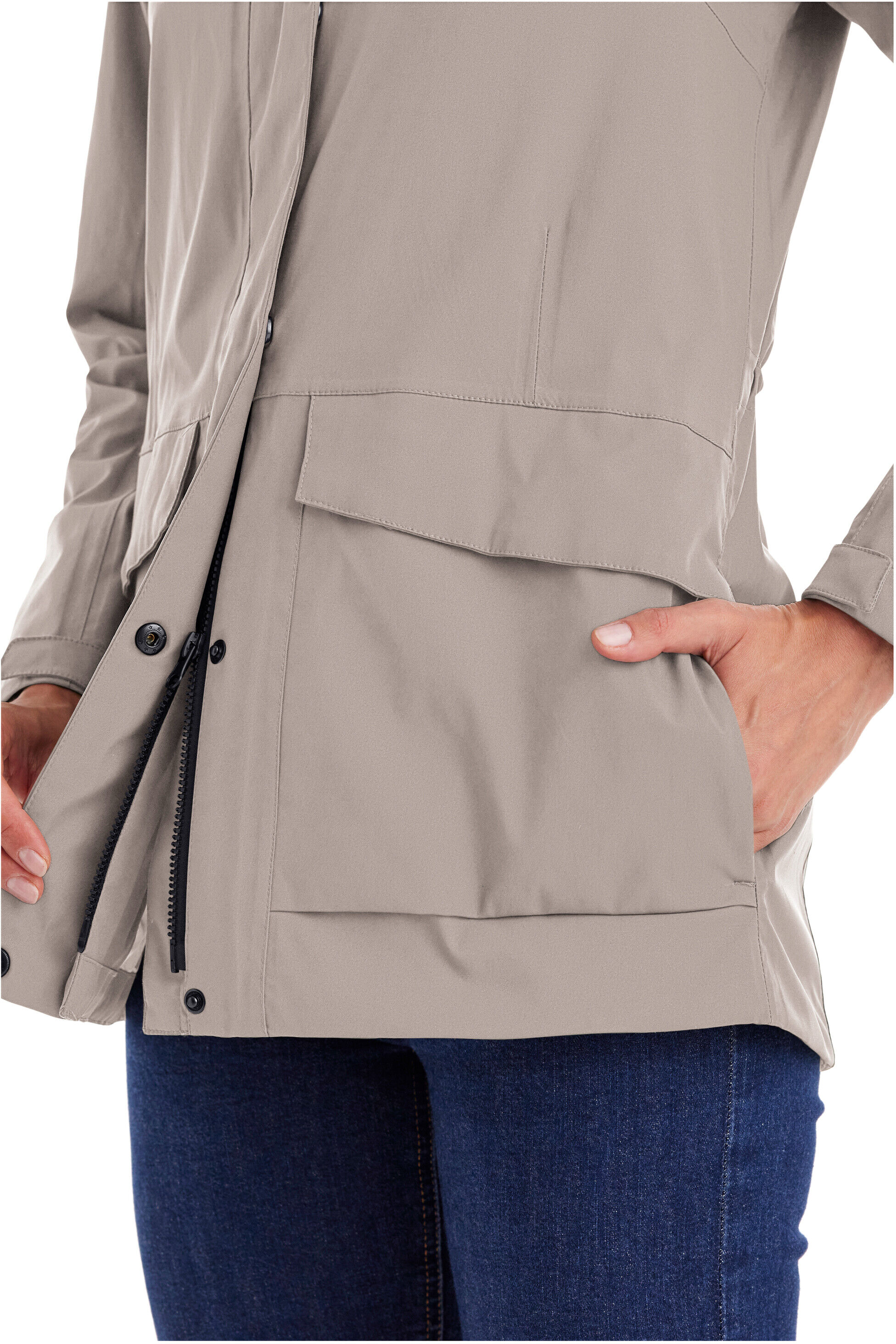 Funktionsjacke "GS 54 WMN JCKT", Damen, Gr. 38, beige (hellbeige), Obermaterial: 100% Polyester.Futter: 100% Polyester, G.I.G.A. DX BY KILLTEC, Jacken Funktionsjacke, Wasserdicht, atmungsaktiv, recycelte Materialien, abnehmbare Kapuze hellbeige 38