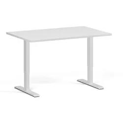 Höhenverstellbarer Schreibtisch, 1 Motor, 74-123 cm, Tischplatte 120x80 cm, weißes Metallgestell, weiß