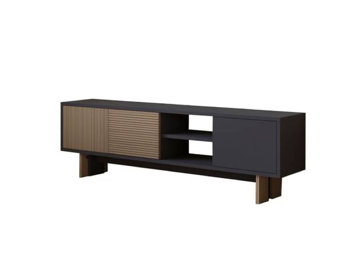 Hanah Home Stylish TV Stand, 150 cm, Warm Oak & Anthracite 100% Melamine Coated Particle Board, 18 mm Thick Wall-Mountable, Modern Design